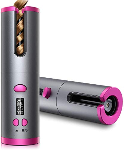 Cordless Rechargeable Curling Iron with LCD Display & Fast Heating