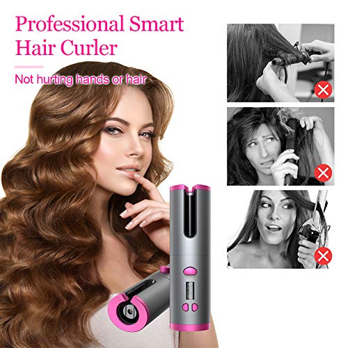 Cordless Rechargeable Curling Iron with LCD Display & Fast Heating